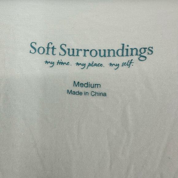 Soft Surroundings‎ Size Medium Tank Top Shirt Blouse White 100% Silk Watercolor - Picture 3 of 4